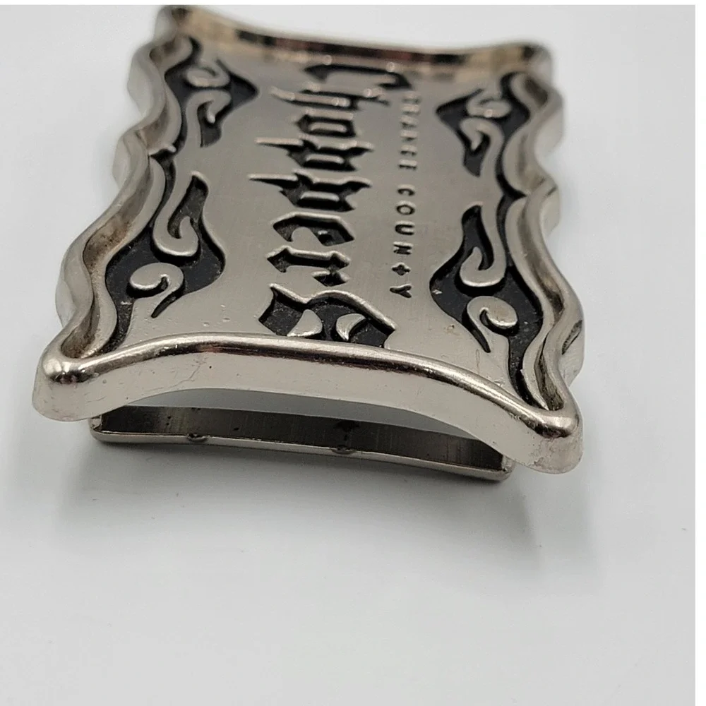 Choppers Orange‎ County Belt Buckle Metal Silver Tone Flame Design Biker y2k